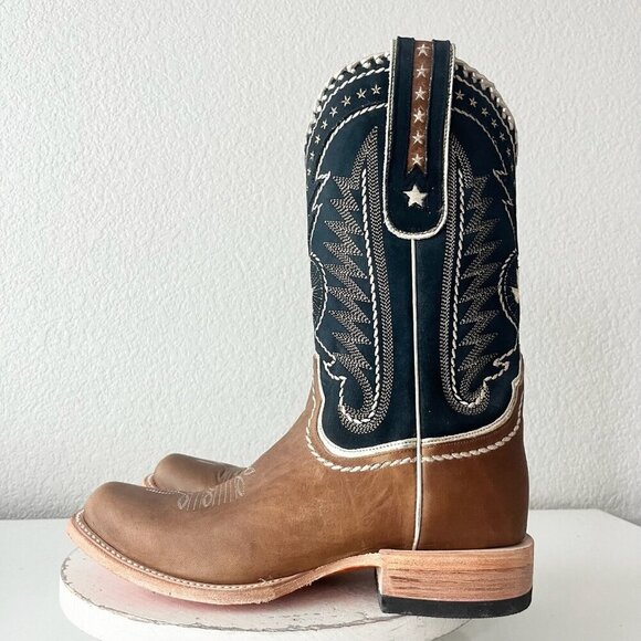 Lane RODEO HOUSTON Mens Cowboy Boots Size 10.5 Brown Leather Western Blunt Toe - Picture 5 of 12